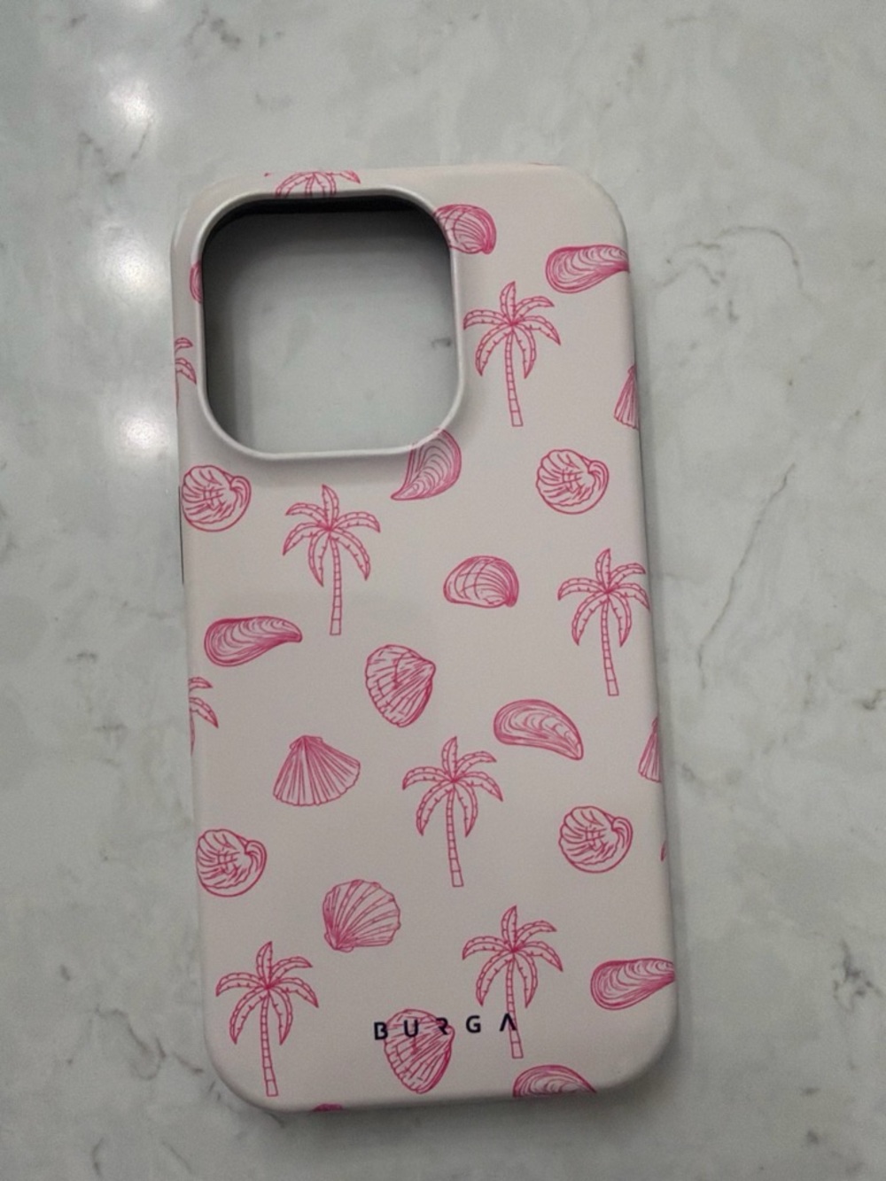 BURGA Pink Palm & Shell Pattern iPhone 15 Pro Phone Case